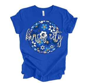 Kansas City Baseball Daisy Circle Tee | Royals | Royal Blue Tank or Tee