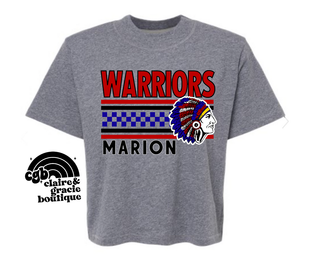 Marion Warriors Checkered | Boxy Tee or Regular Length