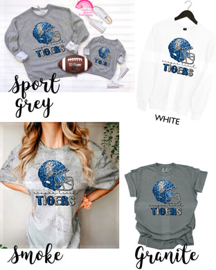 Oregon Trail Tigers Faux Sequin Football Design | School Spirit