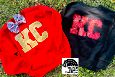 KC faux glitter tee long sleeve sweatshirt | choose your style