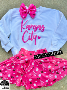 Kansas City Puff PINK White Sweatshirt | Kids Adult