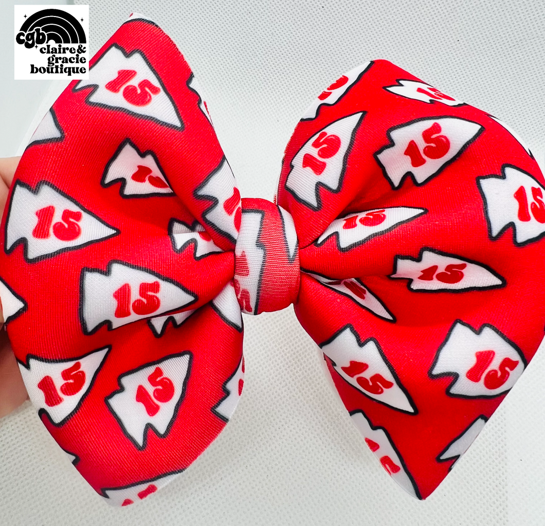 Kansas City Bow | 15 red arrowhead | Infant Toddler Youth Bows | RED FRIDAY DEAL