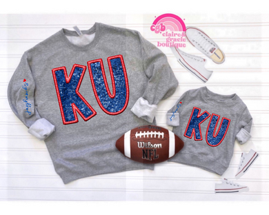 KU Faux Sequin Long Sleeve or Sweatshirt | Kansas