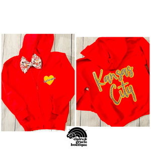 Red Kingdom Zip Hoodie | Youth Adult Sizes | Kansas City Leopard