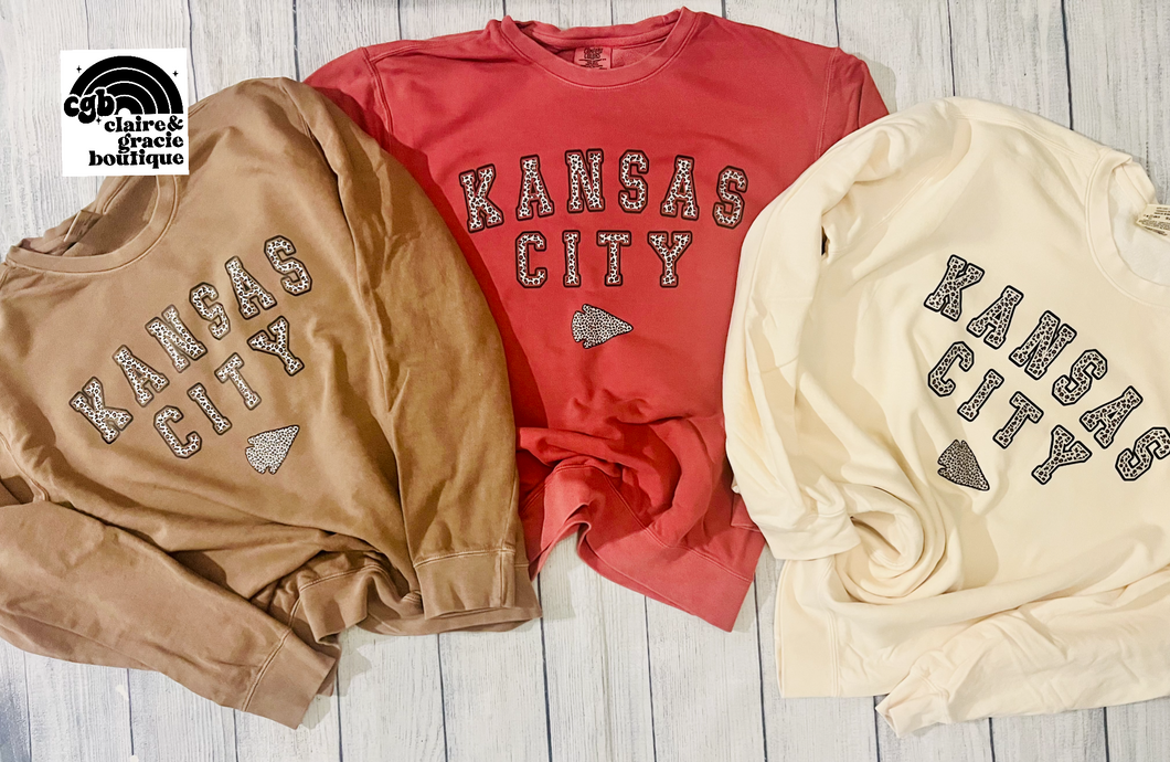 Kansas City Leopard Print Neutral Lightweight Sweatshirt | Adult