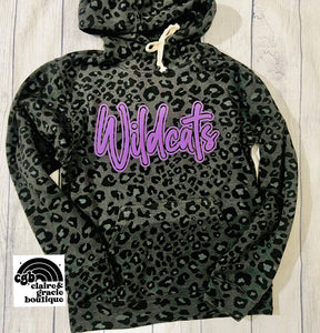 Wildcats Black Leopard Triblend Sweatshirt | Puff Print