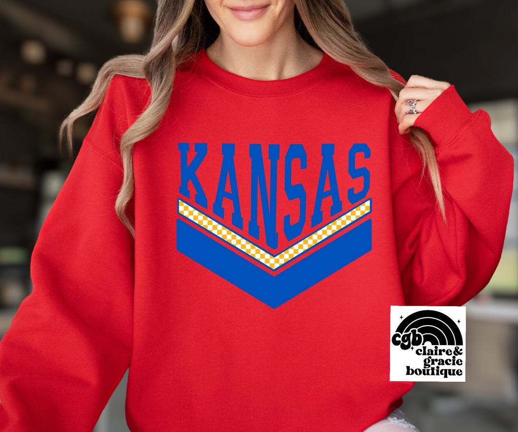Vintage Retro Kansas Sweatshirt RED | Youth Adult Sizes