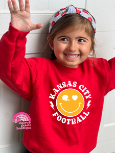 Kansas City Football Smiley Tee or Sweatshirt | Any size