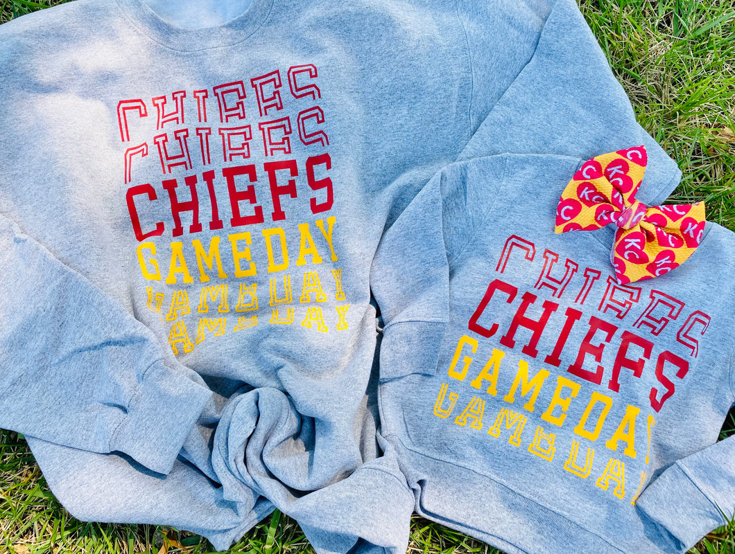 CHIEFS stacked Kansas City | Chiefs Game Day Sweatshirt | Youth Adult Sizes |