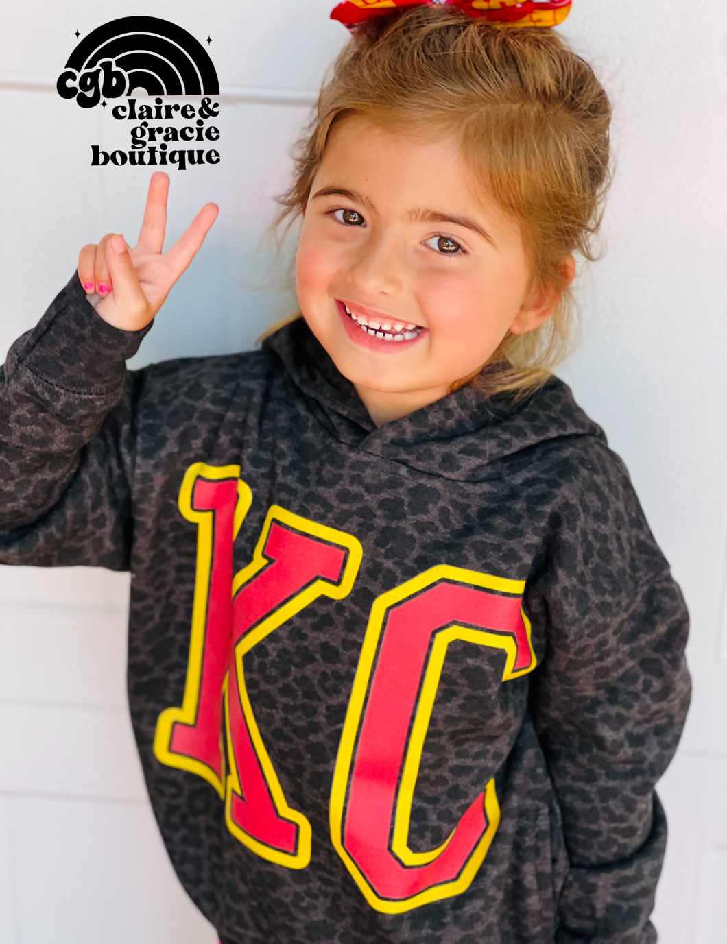 KC Bold Leopard Hoodie, Toddler Youth Adult Sizes