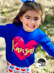 Kansas Distressed Heart Sweatshirt | Toddler Youth Adult